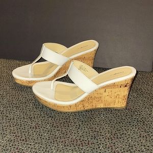 George faux cork wedge